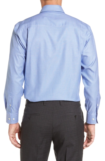 Shop David Donahue Regular Fit Houndstooth Dress Shirt In Blue