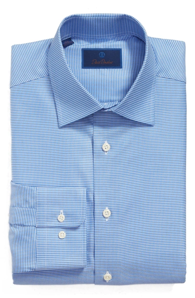Shop David Donahue Regular Fit Houndstooth Dress Shirt In Blue