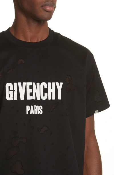 Shop Givenchy Destroyed Logo Graphic T-shirt In Black
