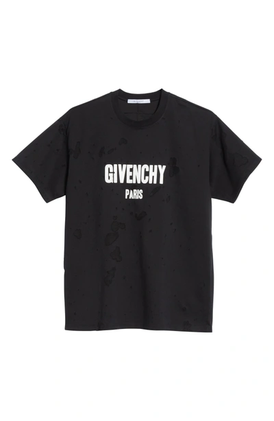 Shop Givenchy Destroyed Logo Graphic T-shirt In Black