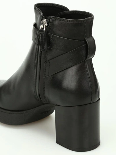 Shop Tod's Double T Leather Ankle Boots In Black