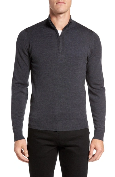 John Smedley 'tapton' Quarter Zip Merino Wool Sweater In Charcoal