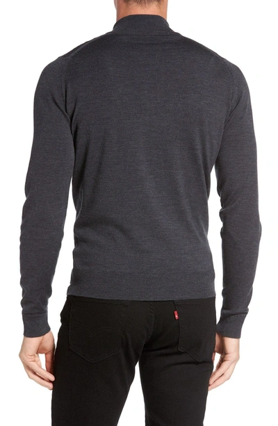 John Smedley 'tapton' Quarter Zip Merino Wool Sweater In Charcoal