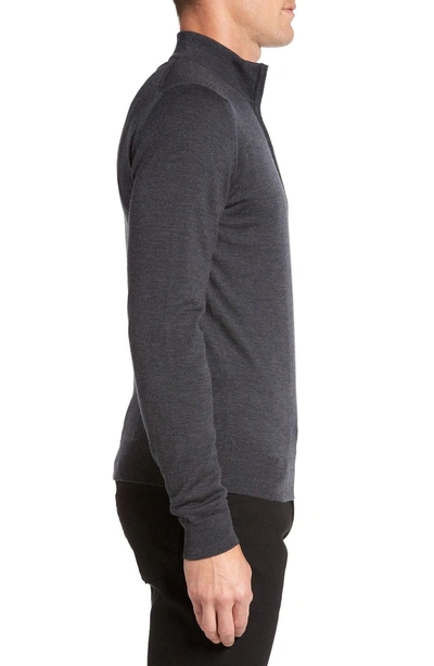 John Smedley 'tapton' Quarter Zip Merino Wool Sweater In Charcoal