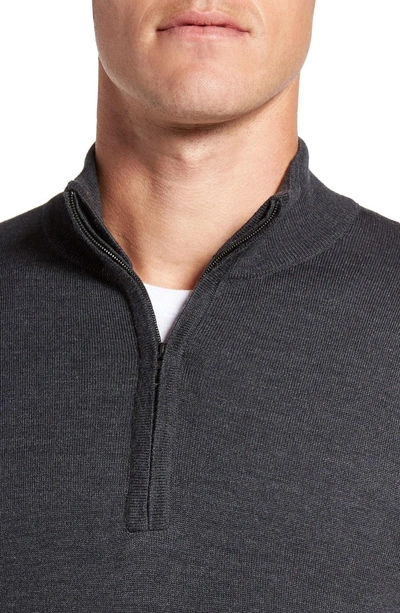 John Smedley 'tapton' Quarter Zip Merino Wool Sweater In Charcoal