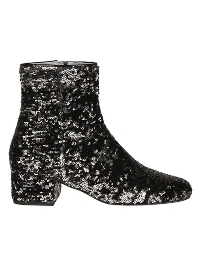 Shop Chiara Ferragni Reversible Sequined Ankle Boots In Nero