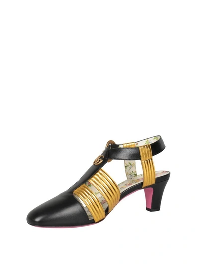 Shop Gucci Leather T-strap Sandal In Nero