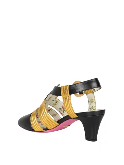 Shop Gucci Leather T-strap Sandal In Nero