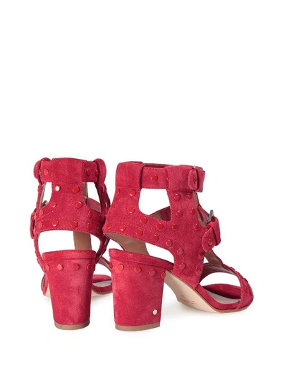 Shop Laurence Dacade Helie Studded Suede T-strap Sandal In Rosso