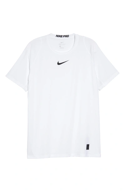 Shop Nike Pro Fitted T-shirt In White/ Black