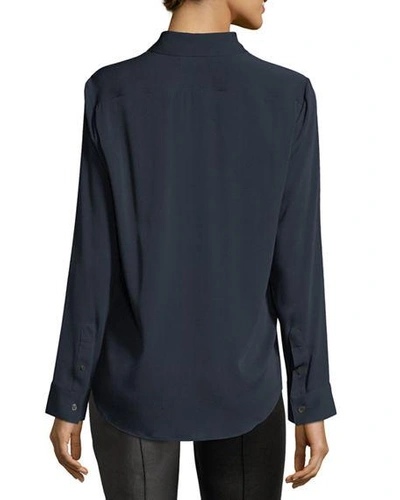 Shop The Row Petah Classic Georgette Blouse In Navy