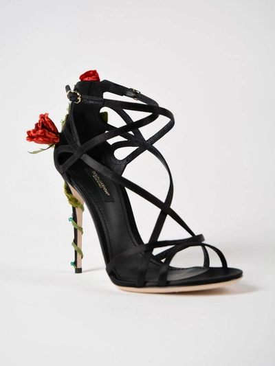 Shop Dolce & Gabbana Silk Sandals In Nero