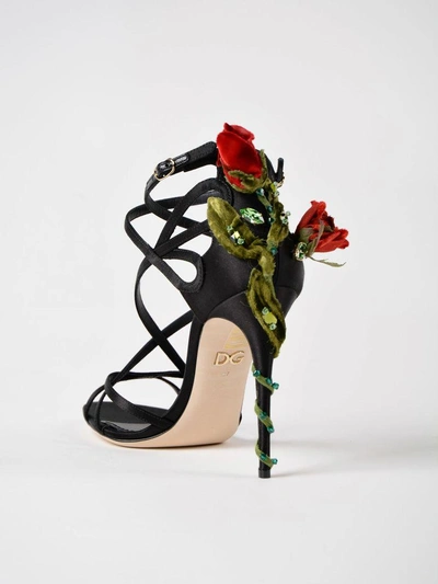 Shop Dolce & Gabbana Silk Sandals In Nero