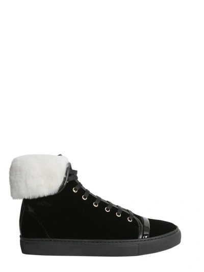 Shop Lanvin Mid-top Sneakers With Shearling In Nero
