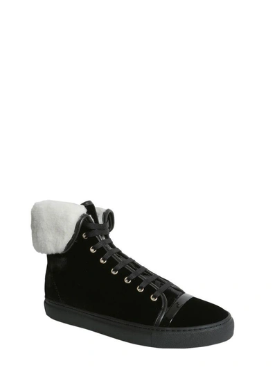 Shop Lanvin Mid-top Sneakers With Shearling In Nero