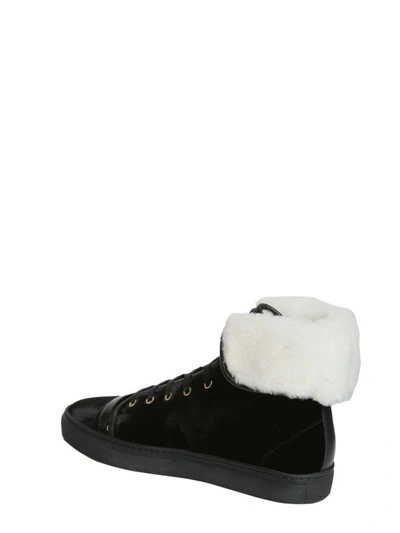 Shop Lanvin Mid-top Sneakers With Shearling In Nero