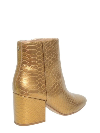 Shop Sam Edelman Snake Printed Ankle Boots In Oro