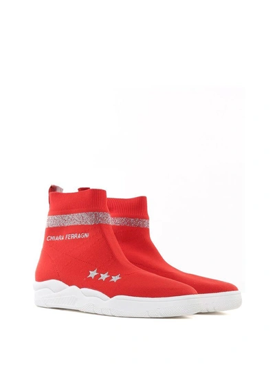 Shop Chiara Ferragni Stretch-knit Sock Sneakers In Rosso