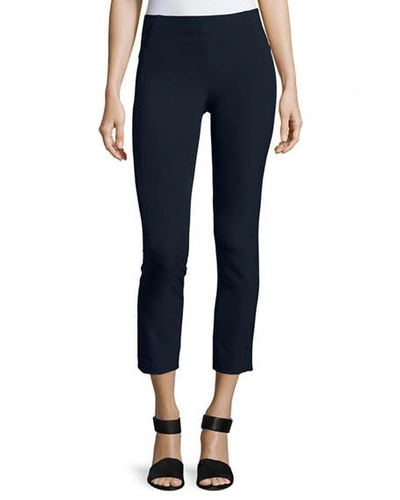 Shop Veronica Beard Zip-back Scuba Leggings In Navy