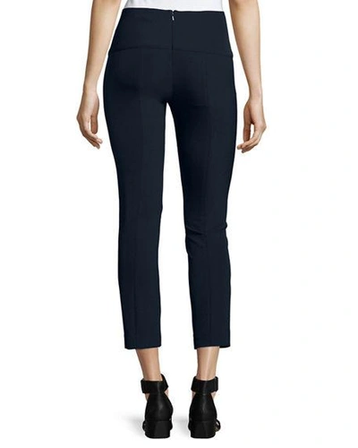 Shop Veronica Beard Zip-back Scuba Leggings In Navy