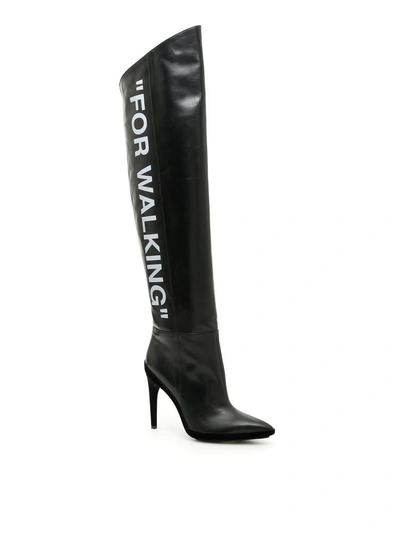 Shop Off-white For Walking Leather Boots In Black Whitenero