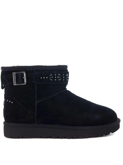 Shop Ugg Jadine Suede Leather Ankle Boots With Studs And Buckles In Nero