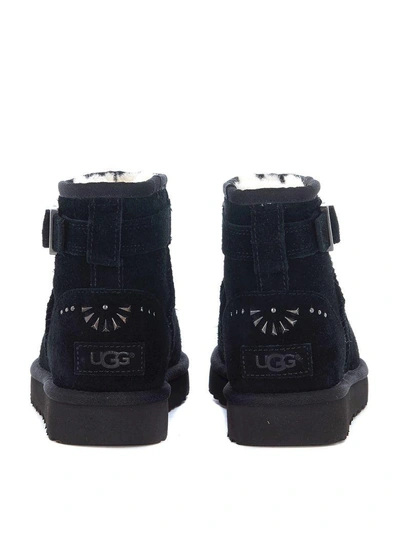 Shop Ugg Jadine Suede Leather Ankle Boots With Studs And Buckles In Nero