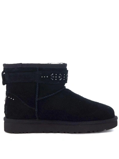 Shop Ugg Jadine Suede Leather Ankle Boots With Studs And Buckles In Nero
