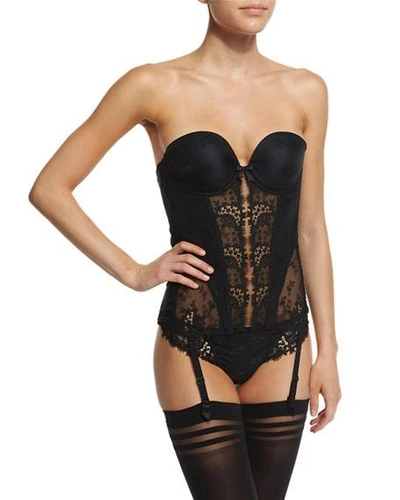 Shop Simone Perele Wish Smooth-cup Plunge Bustier In Black