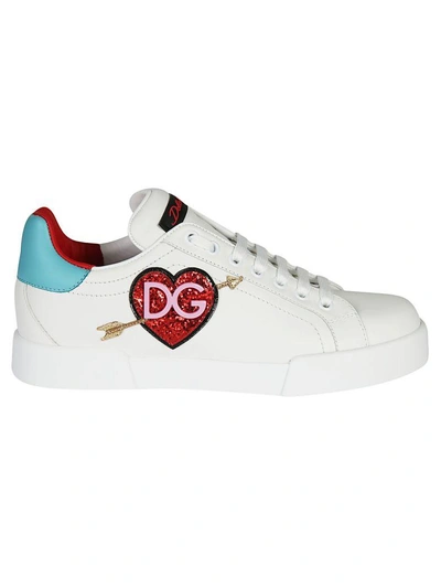 Shop Dolce & Gabbana Heart Patched Sneakers In White