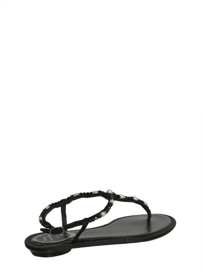 Shop René Caovilla Leather Sandals In Nero