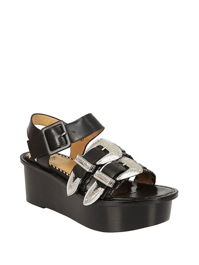 Shop Toga Buckled Platform Sandals In Black