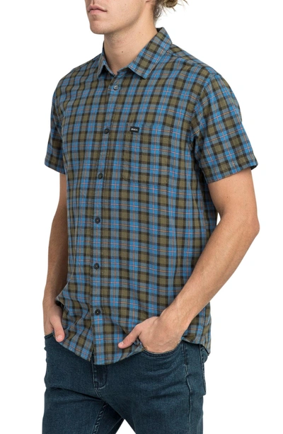 Shop Rvca That'll Do Plaid Shirt In Burnt Olive