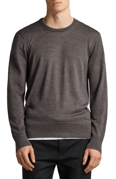 Shop Allsaints Lang Crewneck Wool Sweater In Heath Grey Marl