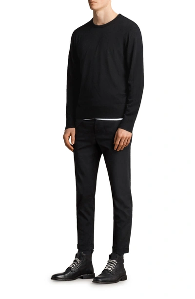 Shop Allsaints Lang Crewneck Wool Sweater In Black