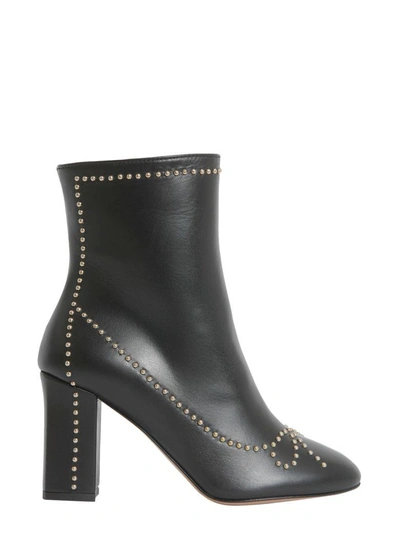 Shop Boutique Moschino Studded Ankle Boots In Nero