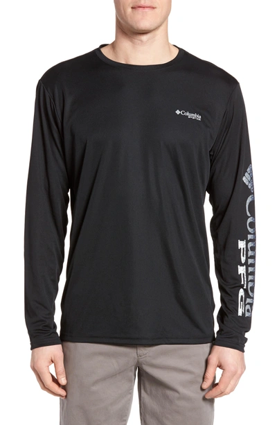 Shop Columbia Pfg Terminal Tackle Performance Long Sleeve T-shirt In Black Gulf Stream Logo