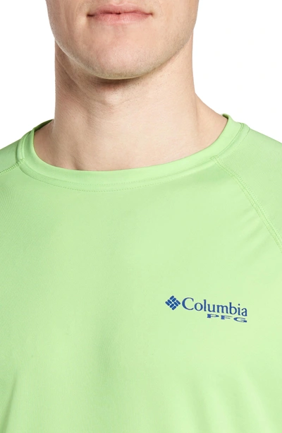 Shop Columbia Pfg Terminal Tackle Performance Long Sleeve T-shirt In Key West Vivid Blue Logo