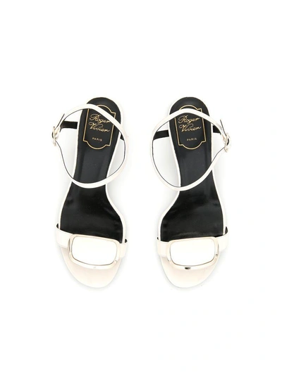 Shop Roger Vivier Patent Chips West 50 Sandals In Off White|bianco