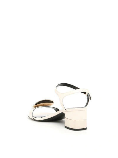 Shop Roger Vivier Patent Chips West 50 Sandals In Off White|bianco