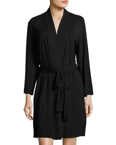 Shop Natori Feathers Essential Short Jersey Robe In Black
