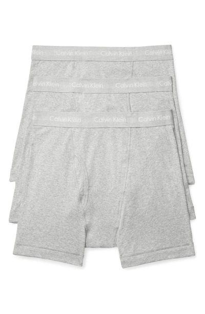 Shop Calvin Klein 3-pack Boxer Briefs In Heather Grey