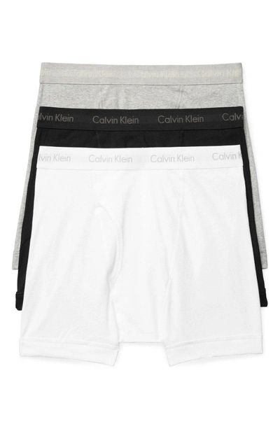 Shop Calvin Klein 3-pack Boxer Briefs In White/ Black/ Heather Grey