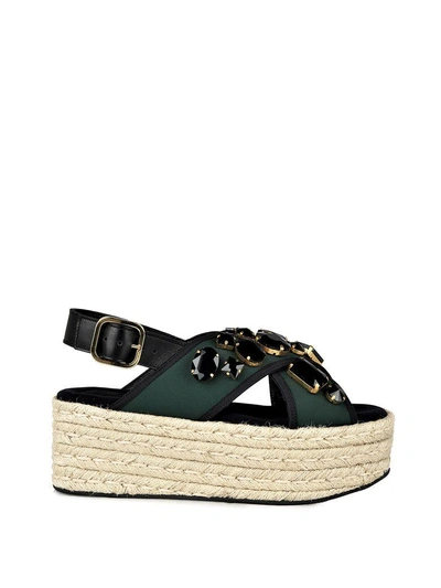 Shop Marni Fussbett Neoprene And Leather Flatform Sandals In Verde