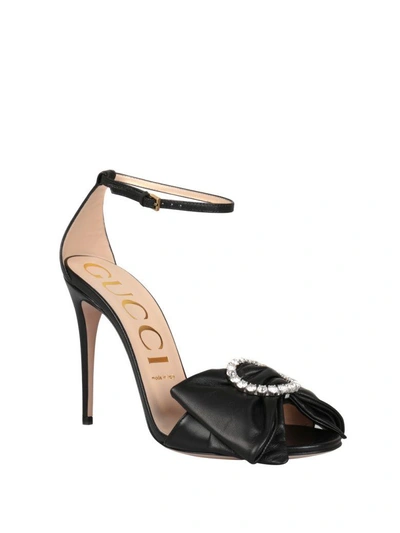 Shop Gucci Leather Sandals In Nero