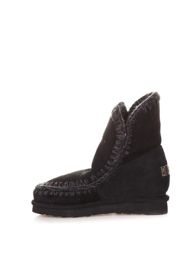 Shop Mou 70mm Eskimo Shearling Short Wedge Boots In Black