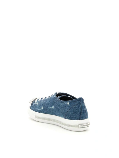Shop Miu Miu Denim Sneakers In Blu|blu
