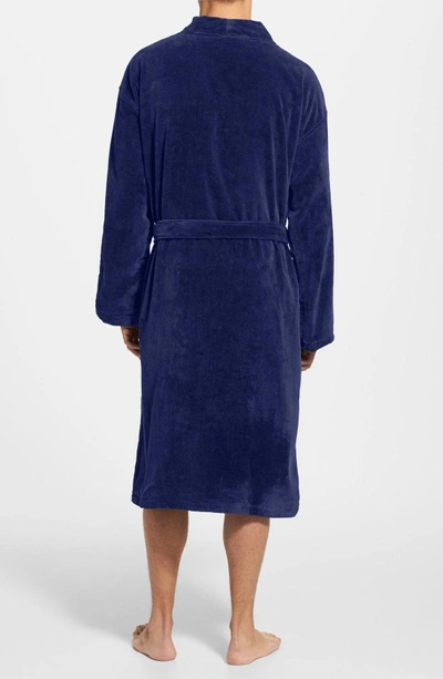 Shop Polo Ralph Lauren Cotton Fleece Robe In Navy