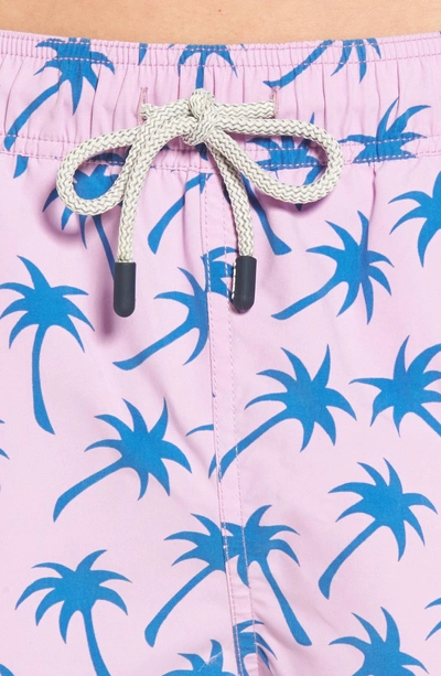 Shop Tom & Teddy Palm Print Swim Trunks In Lavender / Blue