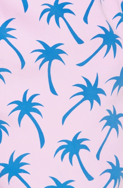 Shop Tom & Teddy Palm Print Swim Trunks In Lavender / Blue